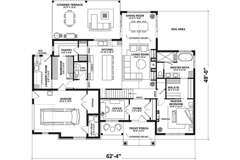 Architectural House Design - Floor Plan - Main Floor for European House Plan #23-2777 - 3 bed, 2.5 bath