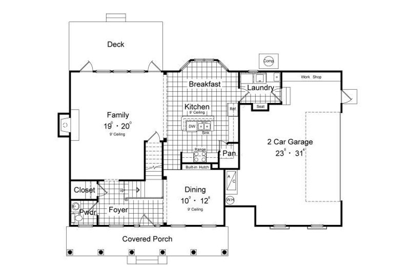 House Blueprint - Floor Plan - Main Floor for Classical House Plan #417-207 - 3 bed, 2.5 bath