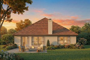 Exterior - Rear Elevation for Mediterranean House Plan #80-133 - 3 bed, 2 bath