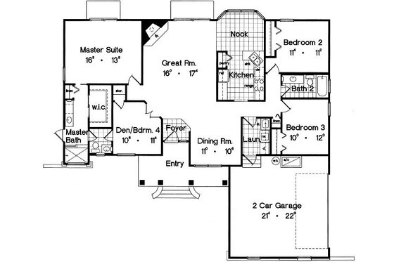 Floor Plan - Main Floor for Traditional House Plan #417-146 - 4 bed, 2 bath