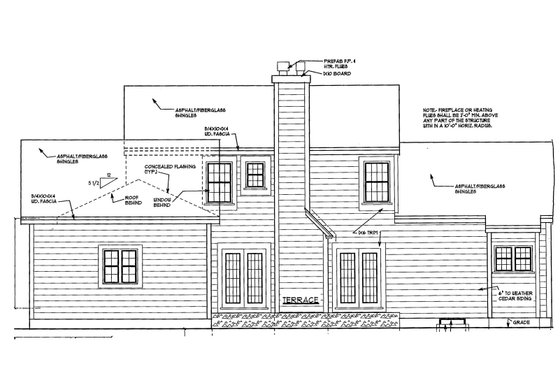 Exterior - Rear Elevation for Farmhouse House Plan #3-248 - 4 bed, 2.5 bath