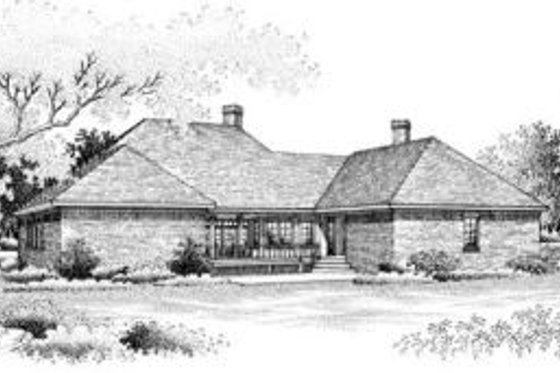 Exterior - Rear Elevation for Southern House Plan #45-214 - 3 bed, 3.5 bath