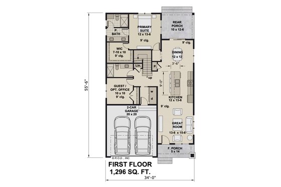 Floor Plan - Main Floor for Craftsman House Plan #51-1338 - 4 bed, 3 bath