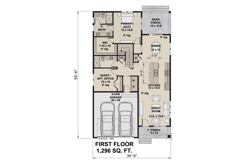 House Design - Floor Plan - Main Floor for Craftsman House Plan #51-1338 - 4 bed, 3 bath