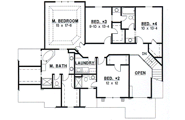 Traditional Floor Plan - Upper Floor Plan #67-195