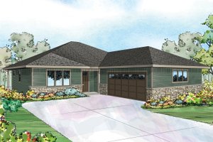 Ranch Exterior - Front Elevation Plan #124-957