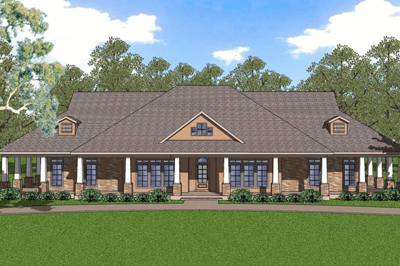 Exterior - Front Elevation for Ranch House Plan #8-197 - 3 bed, 3 bath