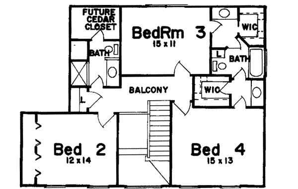 House Design - Colonial Floor Plan - Upper Floor Plan #52-131