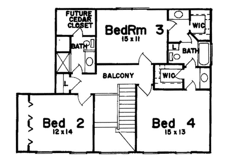 Home Plan - Floor Plan - Upper Floor for Colonial House Plan #52-131 - 4 bed, 5 bath