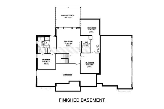 Floor Plan - Lower Floor for Modern House Plan #1089-18 - 4 bed, 2.5 bath
