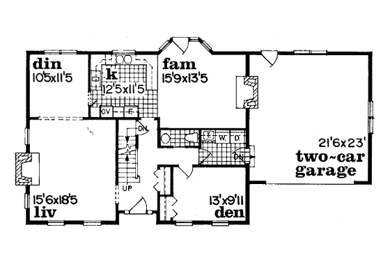 Floor Plan - Main Floor for Colonial House Plan #47-155 - 3 bed, 2.5 bath