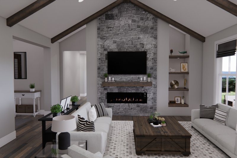 House Blueprint - Interior - Family Room for Farmhouse House Plan #51-1227 - 4 bed, 2 bath