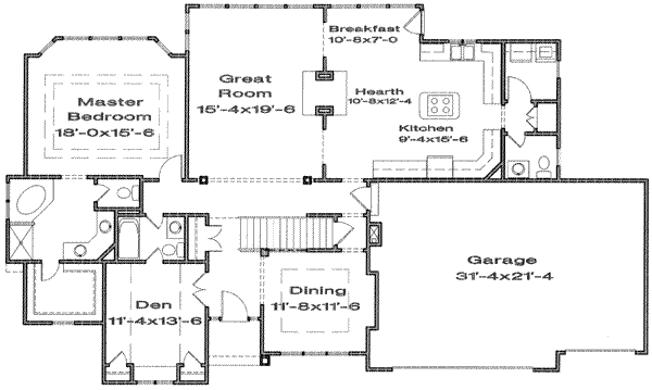 European Floor Plan - Main Floor Plan #6-193