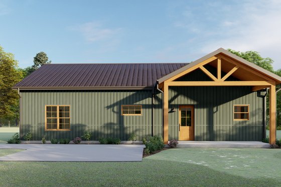 Simple Metal-Framed Barndominium Plan 1092-23 - Front Exterior