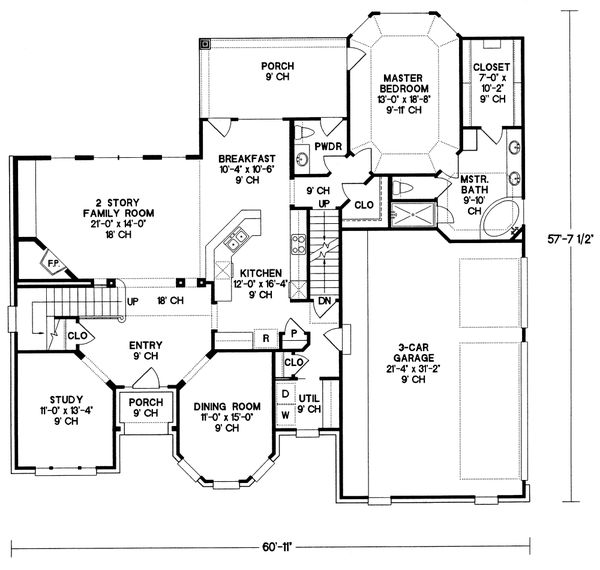 Architectural House Design - European Floor Plan - Main Floor Plan #20-1580