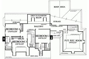 Floor Plan - Upper Floor for Southern House Plan #137-224 - 4 bed, 3 bath