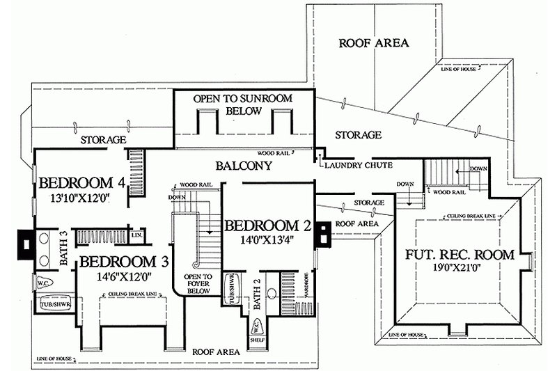 Home Plan - Floor Plan - Upper Floor for Southern House Plan #137-224 - 4 bed, 3 bath