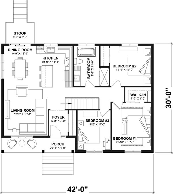 Home Plan - Bungalow Floor Plan - Main Floor Plan #23-2830