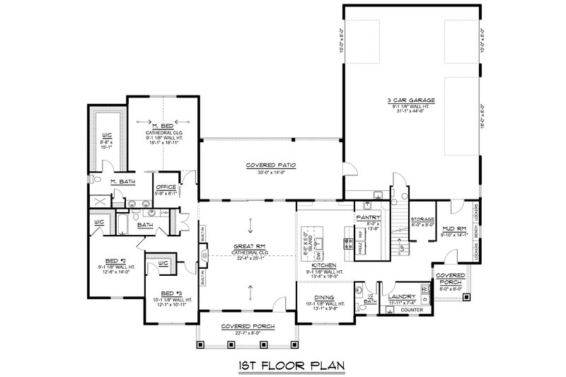 Architectural House Design - Floor Plan - Main Floor for Farmhouse House Plan #1064-508 - 3 bed, 2.5 bath