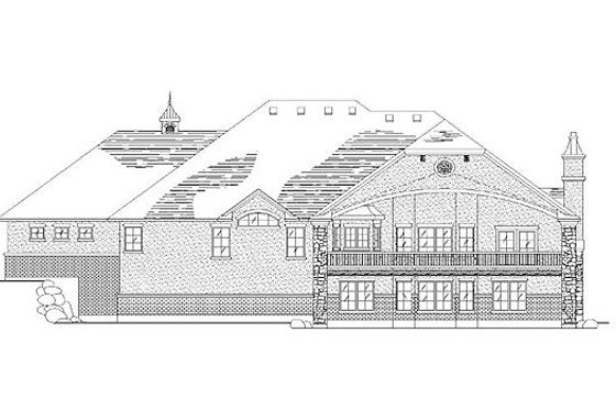 Exterior - Rear Elevation for European House Plan #5-315 - 5 bed, 3.5 bath