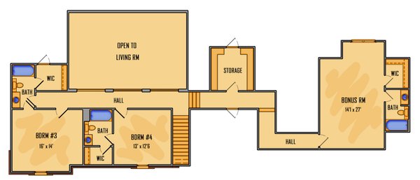 European Floor Plan - Upper Floor Plan #1081-35