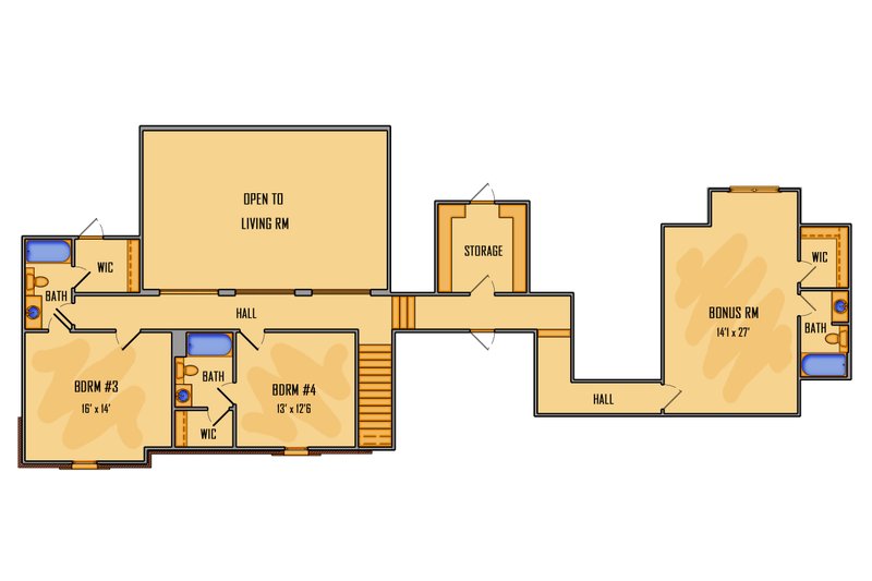 Architectural House Design - Floor Plan - Upper Floor for European House Plan #1081-35 - 5 bed, 4.5 bath