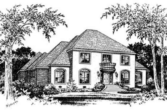 Exterior - Front Elevation for European House Plan #15-237 - 5 bed, 4.5 bath