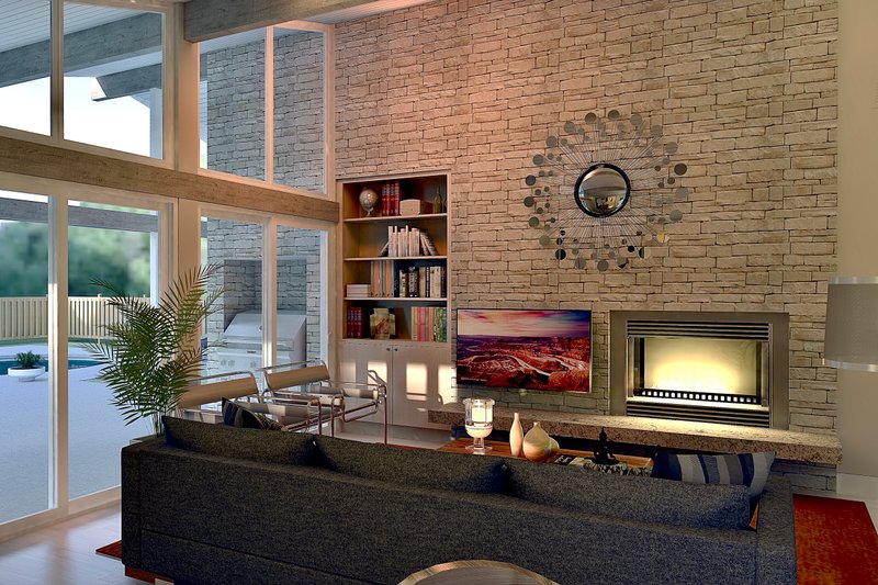 House Design - Interior - Family Room 1 for Ranch House Plan #489-2 - 3 bed, 2.5 bath