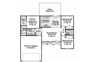 Floor Plan - Main Floor for Ranch House Plan #21-327 - 3 bed, 2 bath