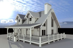 Log Exterior - Front Elevation Plan #451-12