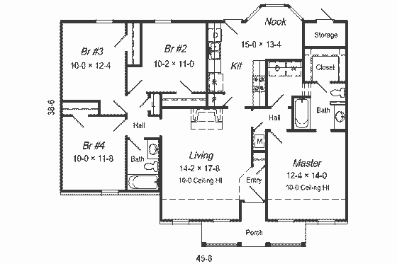 Floor Plan - Main Floor for Ranch House Plan #329-171 - 3 bed, 2 bath