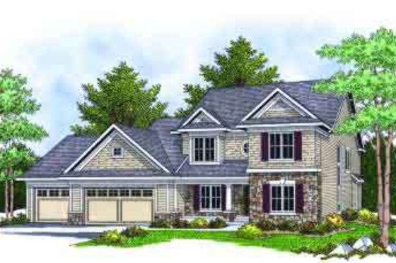 Exterior - Front Elevation for Traditional House Plan #70-673 - 4 bed, 2.5 bath