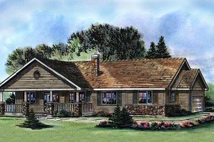 Ranch style, country home elevation