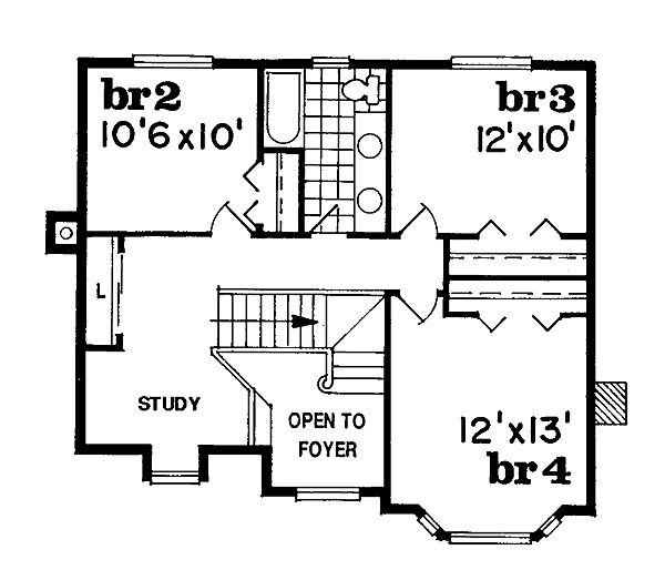 Traditional Floor Plan - Upper Floor Plan #47-271