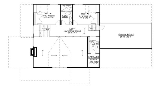 Floor Plan - Upper Floor for Barndominium House Plan #1064-494 - 3 bed, 2.5 bath