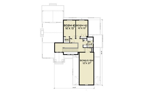 Floor Plan - Upper Floor for Craftsman House Plan #1070-11 - 3 bed, 2.5 bath
