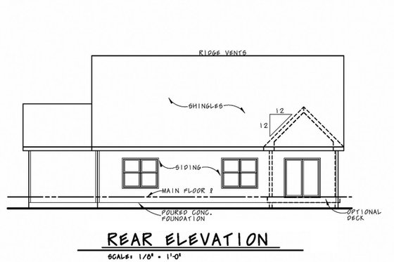Exterior - Rear Elevation for Craftsman House Plan #20-2317 - 4 bed, 3.5 bath