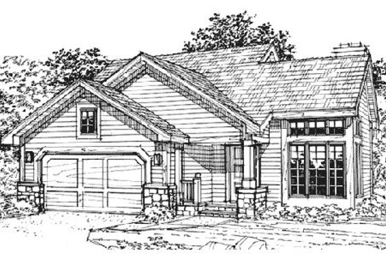 Exterior - Front Elevation for Ranch House Plan #320-354 - 3 bed, 2.5 bath