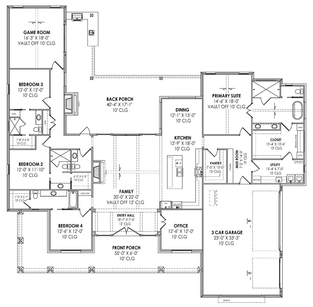 Farmhouse Style House Plan - 4 Beds 4.5 Baths 3563 Sq/Ft Plan #1096-44 ...