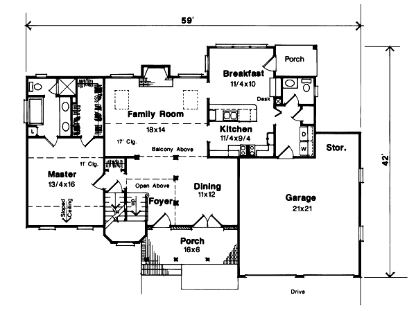 House Design - Traditional Floor Plan - Main Floor Plan #41-139