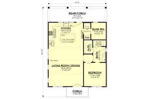 Floor Plan - Main Floor for Farmhouse House Plan #430-238 - 2 bed, 1 bath