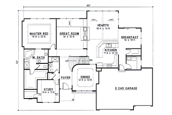 Floor Plan - Main Floor for European House Plan #67-235 - 4 bed, 4 bath