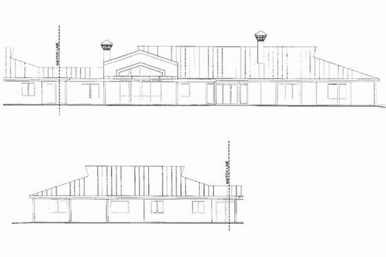 Exterior - Rear Elevation for Ranch House Plan #72-390 - 5 bed, 4 bath