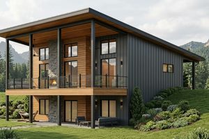 Exterior - Rear Elevation for Modern House Plan #1064-319 - 2 bed, 2 bath