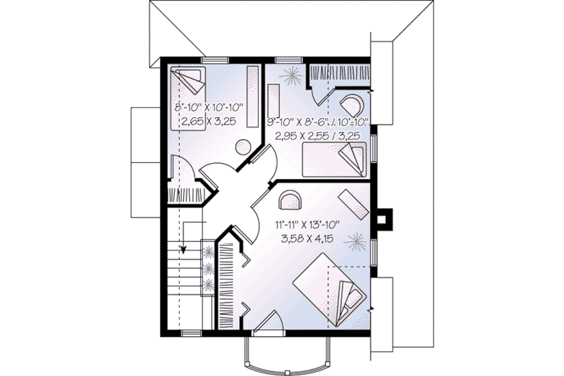 Home Plan - Floor Plan - Upper Floor for Cottage House Plan #23-520 - 3 bed, 1 bath