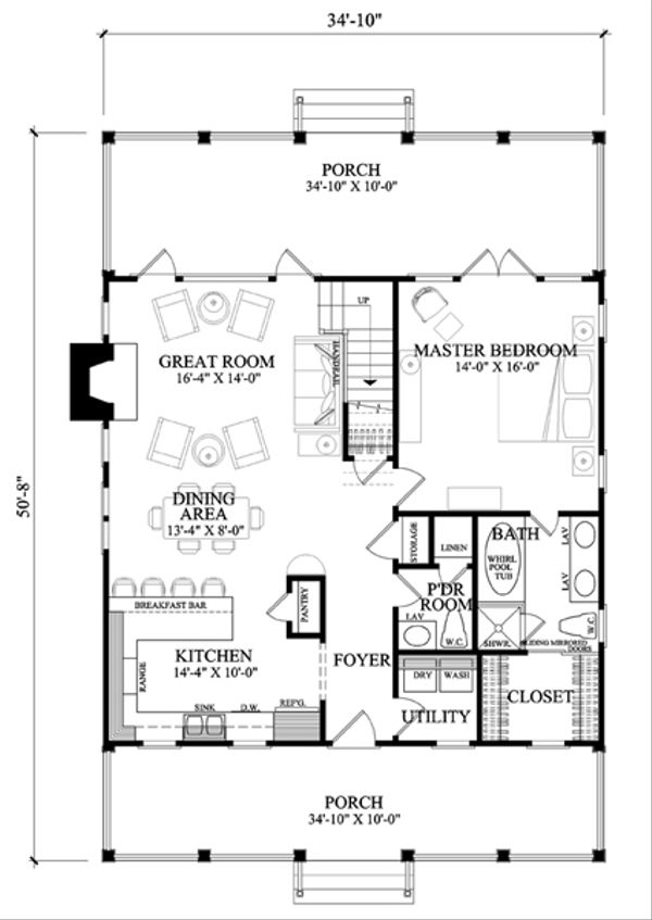 House Design - Country Floor Plan - Main Floor Plan #137-264