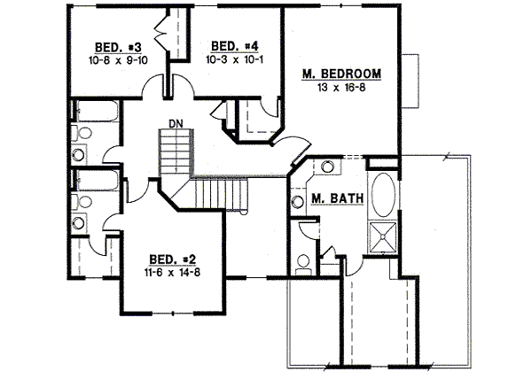 Traditional Floor Plan - Upper Floor Plan #67-798
