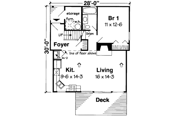 Floor Plan - Main Floor for Contemporary House Plan #312-413 - 2 bed, 2 bath