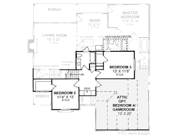House Plan Design - Traditional Floor Plan - Upper Floor Plan #20-378