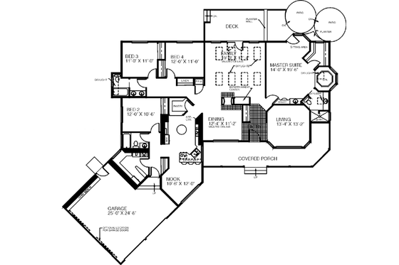 Floor Plan - Main Floor for Ranch House Plan #60-177 - 4 bed, 3 bath